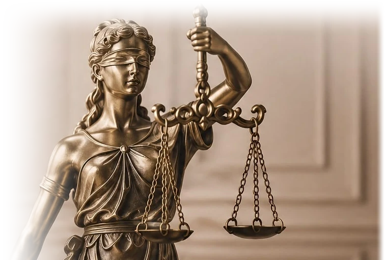 Escultura da Justiça segurando uma balança